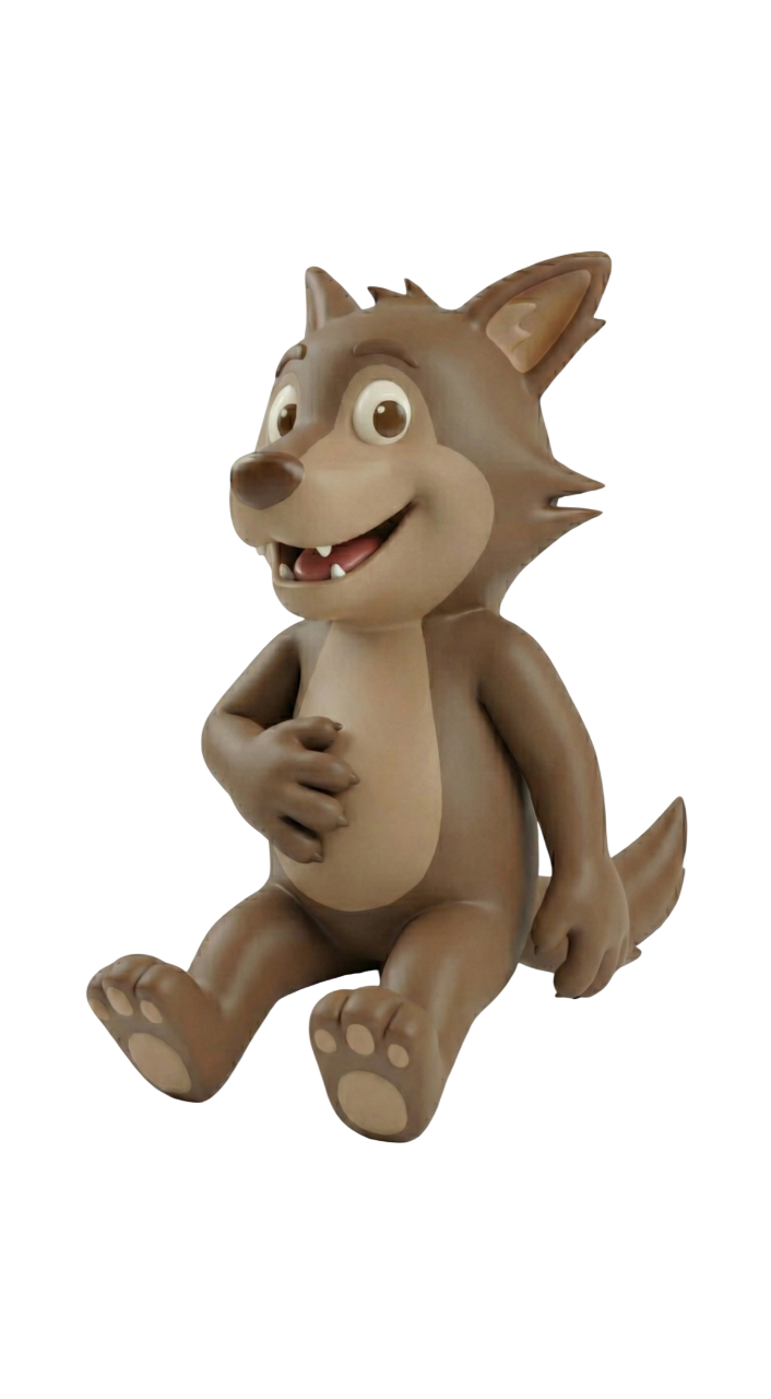 Feast wolf mascot sitting